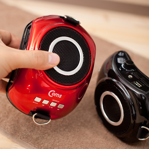 Coms 휴대용 마이크 앰프,강의실/매장/가이드/행사진행용/USB,MicroSD/FM/블랙