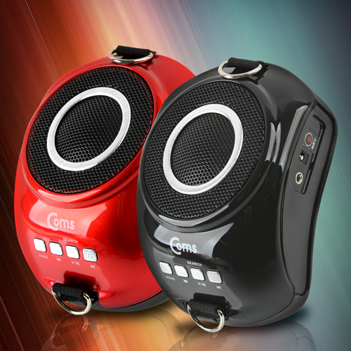 Coms 휴대용 마이크 앰프,강의실/매장/가이드/행사진행용/USB,MicroSD/FM/레드