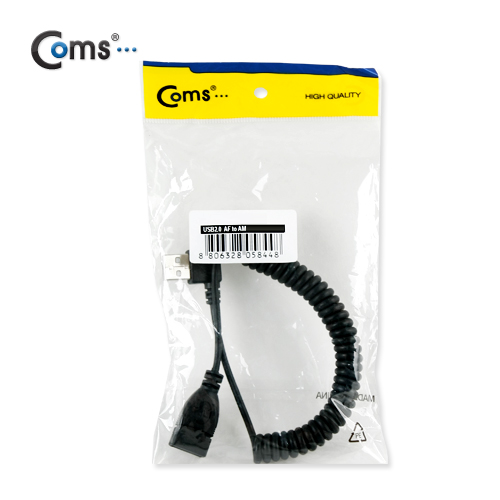 Coms USB 연장 케이블(Short/MF형), 스프링(30cm ~ ), 오른쪽꺾임(꺽임)