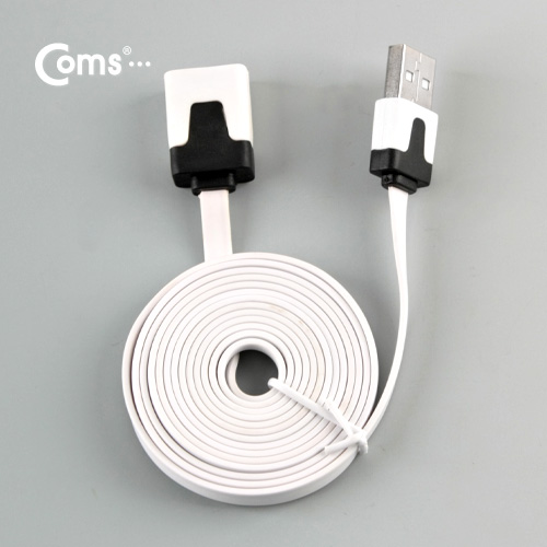 Coms USB 케이블 (Flat/연장),White, 1.5M  M/F