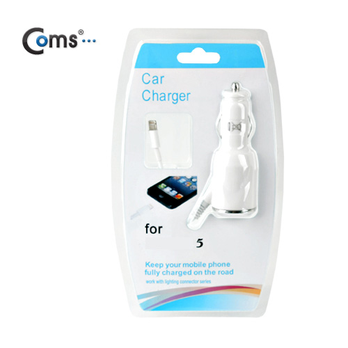 Coms IOS 8Pin (8핀) 스마트폰 5 차량용 케이블, 스프링, 5V/2.1A