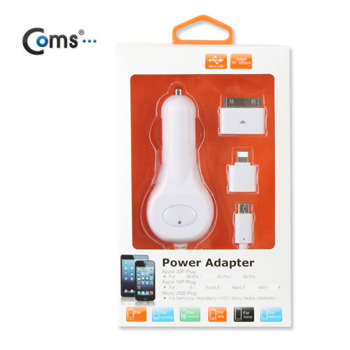 Coms iOS 스마트폰 5 차량용 케이블(3 in 1/멀티), 스프링/꼬리물기/8핀