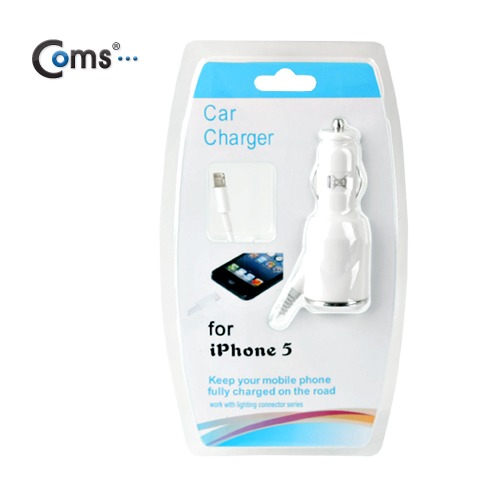 Coms iOS 스마트폰 5 차량용 케이블, 스프링, 5V/2.1A/8핀