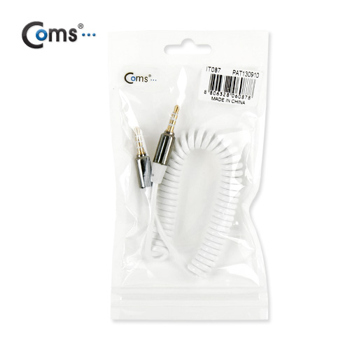 Coms 스테레오 케이블 (3.5/4극/스프링), White/Stereo