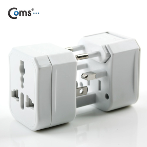 Coms 해외 여행용 전원 변환 멀티 충전기/아답터/어댑터, White, 1Set(2개)