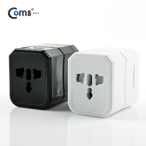 Coms 해외 여행용 전원 변환 멀티 충전기/아답터/어댑터, Black, 1Set(2개)