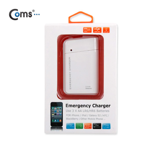Coms 스마트폰 비상 충전기, 500mA/후레쉬(건전지 AAx3) / 보조 배터리