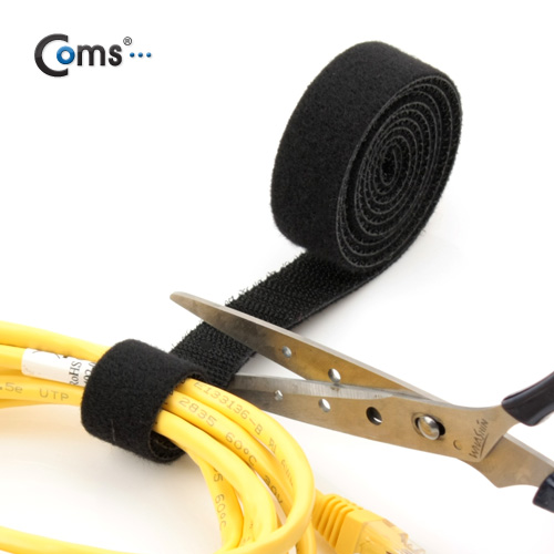 Coms 케이블 타이-벨크로, black (1m/절단 사용)