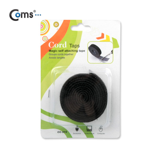 Coms 케이블 타이-벨크로, black (1m/절단 사용)