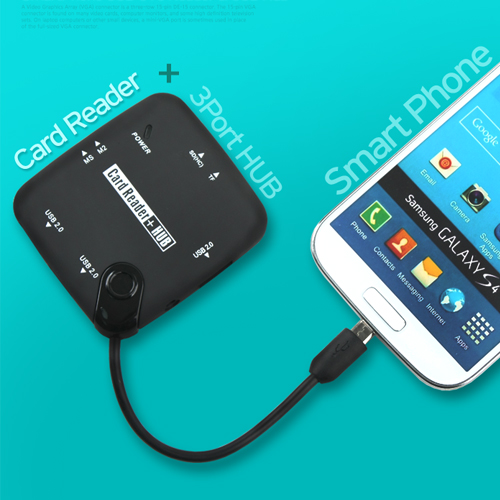 Coms 스마트폰 OTG 카드리더 + 3P 허브