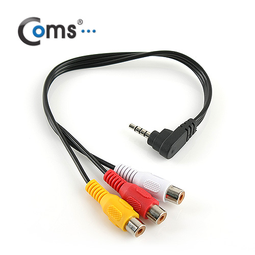 Coms 스테레오/RCA(3선/F형) 케이블 ,15cm/꺾임(꺽임), 4극 M/ 3RCA F