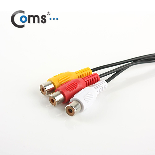 Coms 스테레오/RCA(3선/F형) 케이블 ,15cm/꺾임(꺽임), 4극 M/ 3RCA F