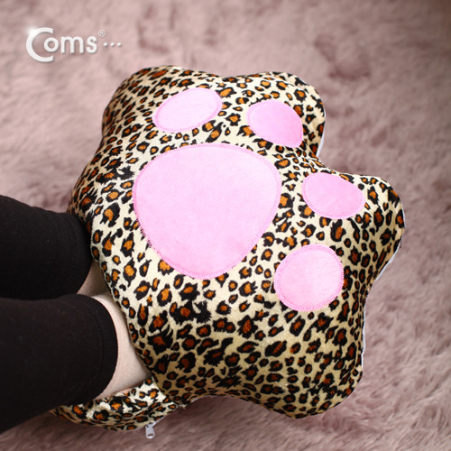 Coms USB 온열 슬리퍼(양발보호),표범무늬