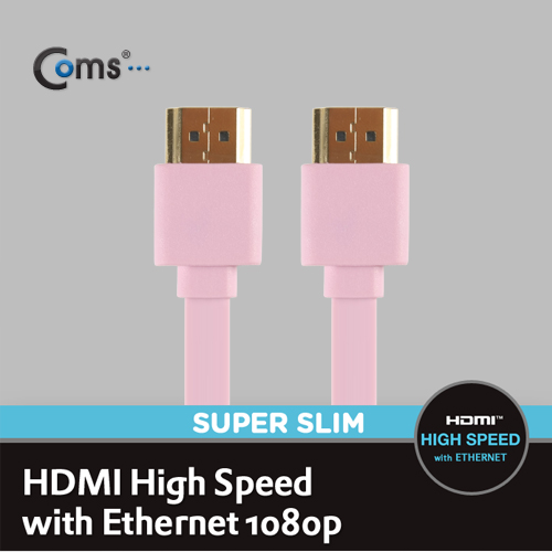 Coms HDMI 케이블(V1.4/FLAT/초슬림)1.5M 고급/핑크