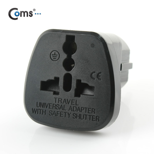 Coms 전원(AC) 변환용(WD-9S), 독일,프랑스/안전캡 내장, Black