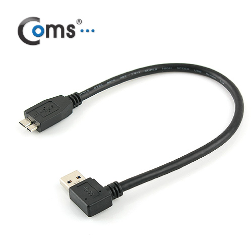 Coms USB 3.0/Micro USB(B) 케이블(검정) 30cm/ㄱ자 꺾임(꺽임)