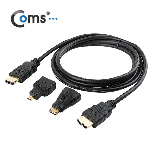 Coms HDMI 케이블(젠더 포함) 1.5M, 멀티/3in1, Micro/Mini 젠더