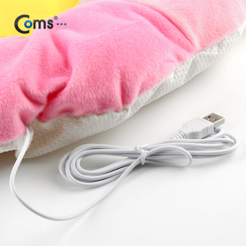 Coms USB 온열 방석(해바라기), 원형/Pink