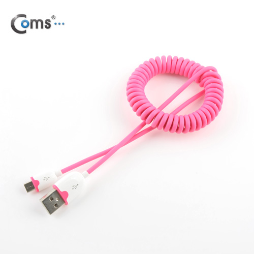 Coms USB/Micro USB(B) 케이블(스프링), Pink