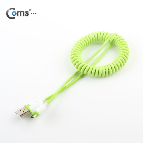 Coms USB/Micro USB(B) 케이블(스프링), Green