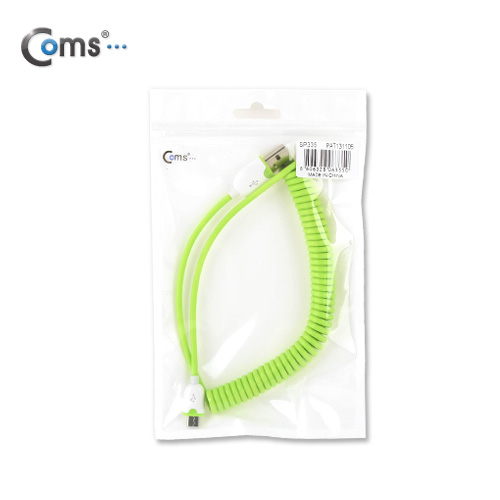 Coms USB/Micro USB(B) 케이블(스프링), Green