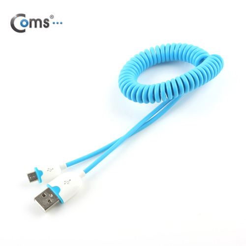 Coms USB/Micro USB(B) 케이블(스프링), Blue