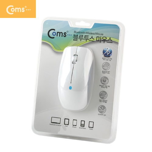 Coms 블루투스 마우스  BM-700  1000 DPI, 화이트
