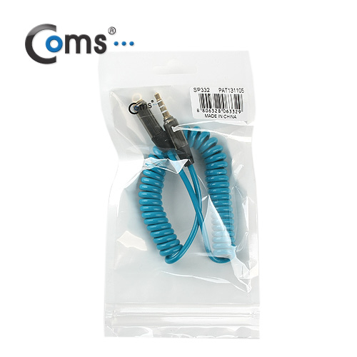 Coms 스테레오 케이블 (Short/3.5/MF) 1M,  Blue/Stereo