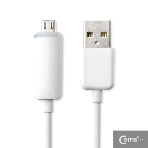 Coms USB/Micro USB(B) 케이블(투명 LED) White, 완충 색상변경