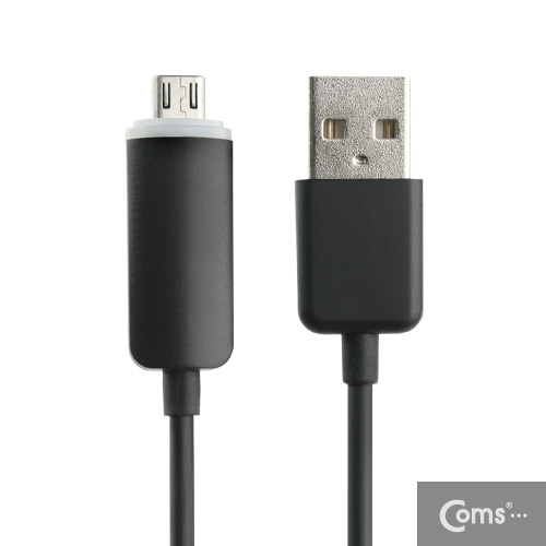 Coms USB/Micro USB(B) 케이블(투명 LED) Black, 완충 색상변경