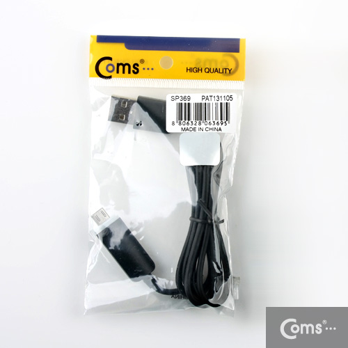 Coms USB/Micro USB(B) 케이블(투명 LED) Black, 완충 색상변경