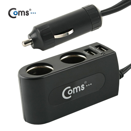 Coms 차량용 시가 소켓(2구),USB 2포트 지원,80cm 케이블/ 시가잭(시거잭)