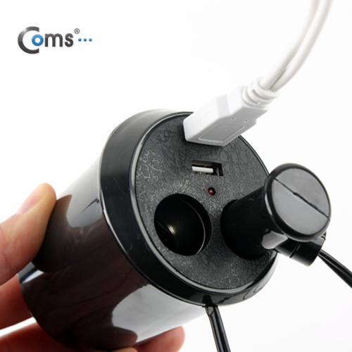 Coms 차량용 시가(시거) 소켓(2구), 컵홀더 장착/시가잭(시거잭)