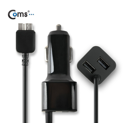 Coms 갤럭시노트 3 차량용 케이블(스프링) USB 2P/ 3.1A