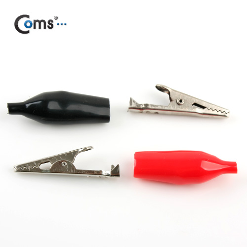 Coms 악어 클립(흑색+적색) 1세트 Black/Red, 44mm 대