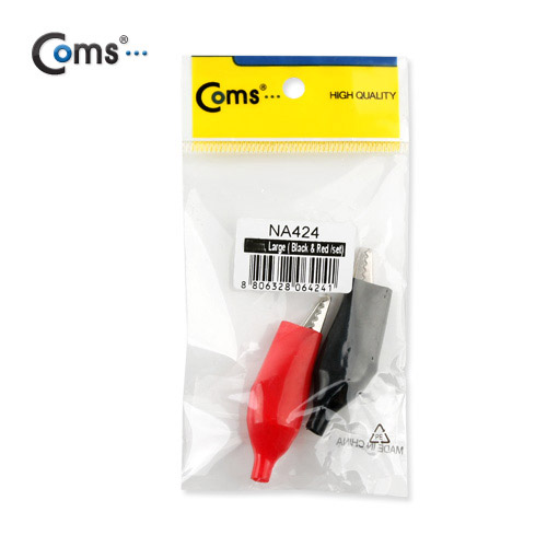 Coms 악어 클립(흑색+적색) 1세트 Black/Red, 44mm 대
