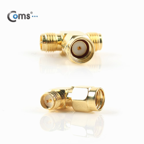 Coms RP-SMA 젠더, T형 M/F*2
