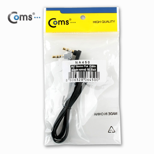 Coms iOS 스마트폰 스테레오 케이블(4극/플랫) 60cm, 꺾임