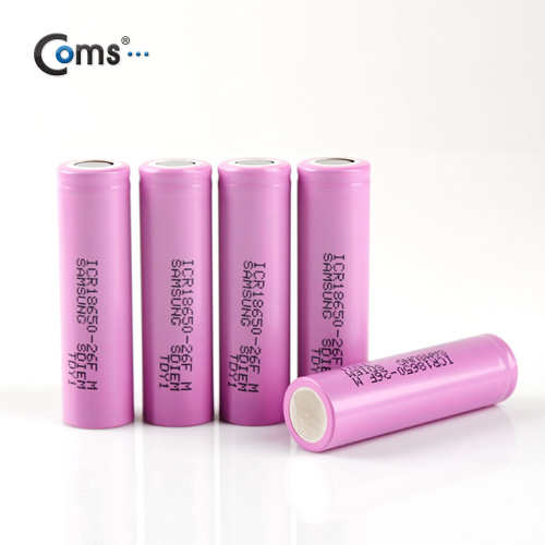 Coms 건전지 18650, 3.7V 2600mAh 리튬이온 충전지(삼성SDI) / 1ea