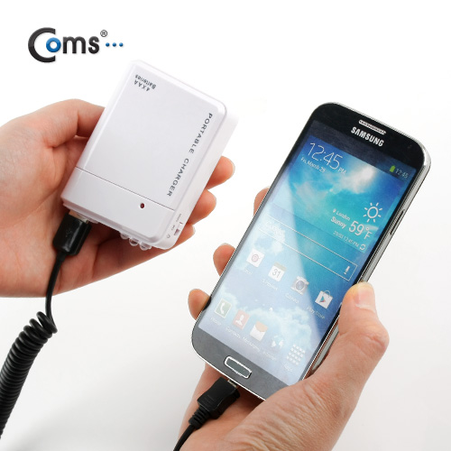 Coms 비상 충전기(AA 전지용), AA x 4ea/White