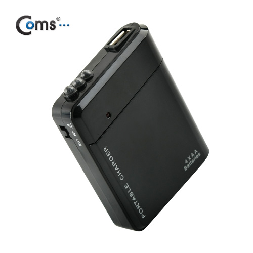 Coms 비상 충전기(AA 전지용), AA x 4ea/Black / 보조 배터리