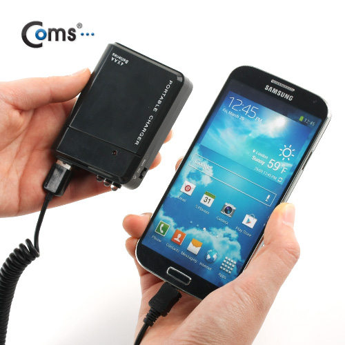 Coms 비상 충전기(AA 전지용), AA x 4ea/Black / 보조 배터리