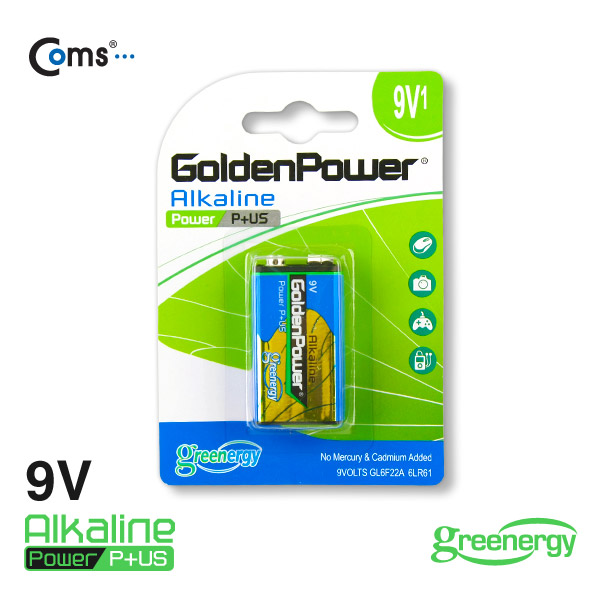 Coms 골든파워(GP)알카라인 9V 건전지,카드형포장(1알)  /  6LR61