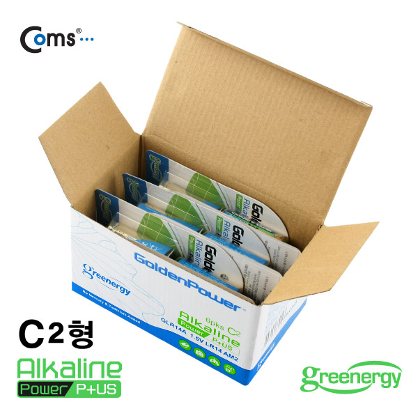 Coms 골든파워(GP)알카라인 건전지,C 타입,1.5V,카드형포장(2알)