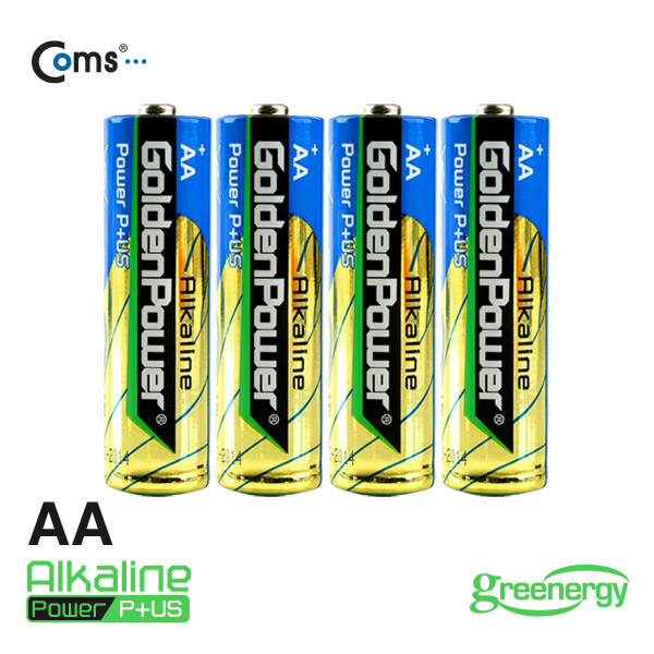 Coms 골든파워(GP)알카라인 건전지,AA 사이즈,1.5V,카드형포장(4알)