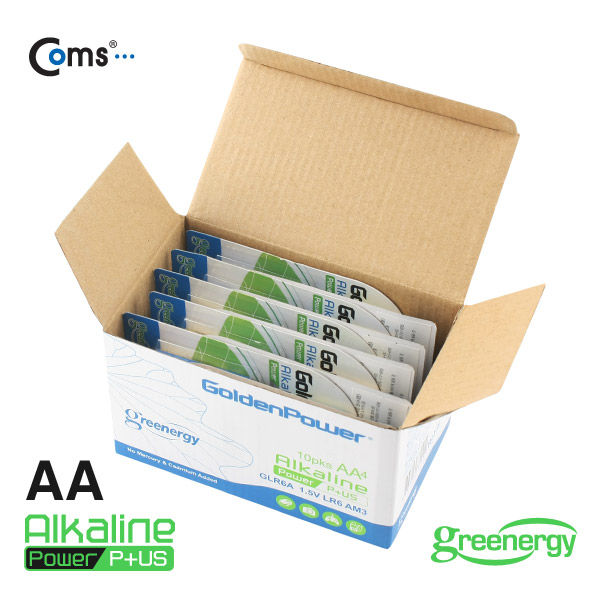 Coms 골든파워(GP)알카라인 건전지,AA 사이즈,1.5V,카드형포장(4알)