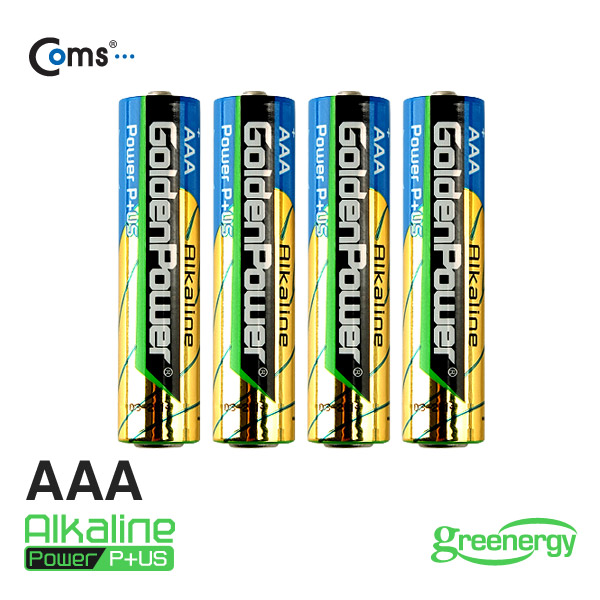 Coms 골든파워(GP)알카라인 건전지,AAA 사이즈,1.5V,카드형포장(4알)