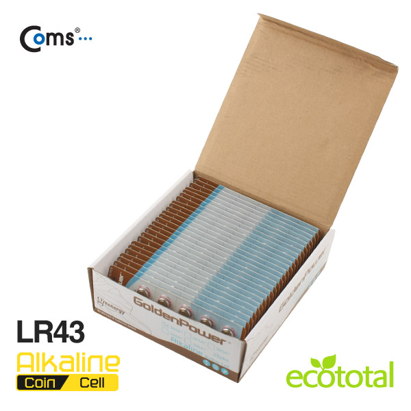 Coms 골든파워(GP) 코인전지(LR43),알카라인 1.5v,1Set(10알)카드형포장