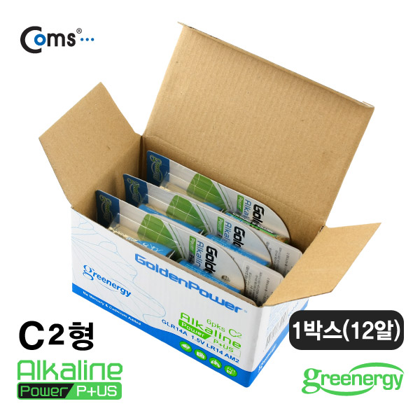 Coms 골든파워(GP)알카라인 건전지,C타입,1.5V,카드형포장(1박스/12알)