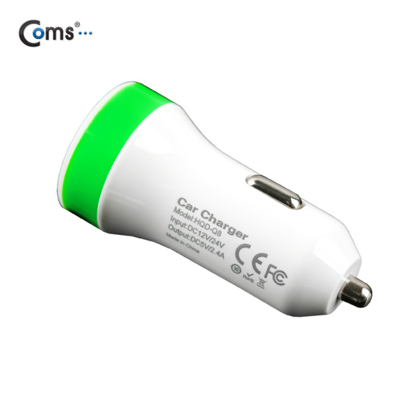 Coms USB 전원(DC 시가잭), USB 2P, 2.4A, 녹색띠